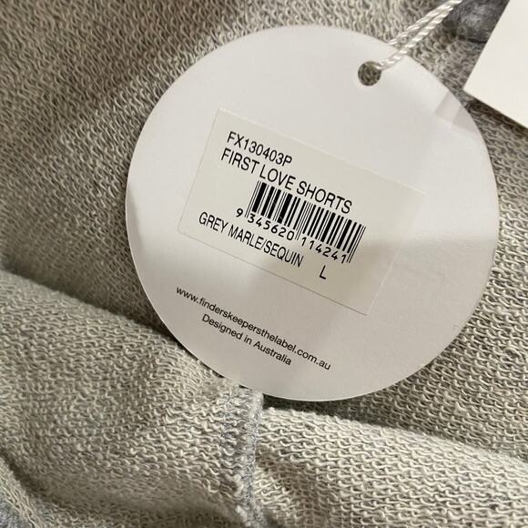 NWT Finders Keepers First Love Sequin Sweat Shorts Large Silver Lounge Glam - Picture 6 of 11